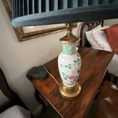 Mahogany Writing Desk and Lamp