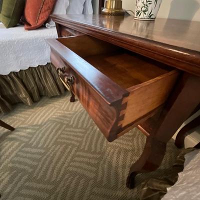 Mahogany Writing Desk and Lamp