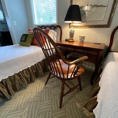 Mahogany Writing Desk and Lamp