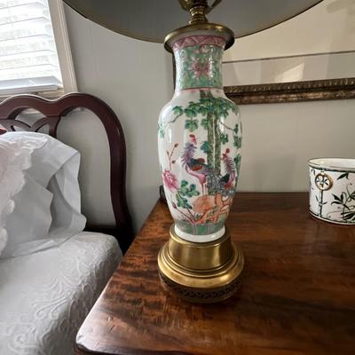 Mahogany Writing Desk and Lamp