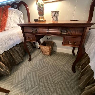 Mahogany Writing Desk and Lamp