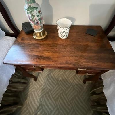 Mahogany Writing Desk and Lamp