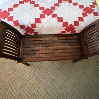 Queen Size Wood Headboard Frame, Mattress, Bedding And Bench