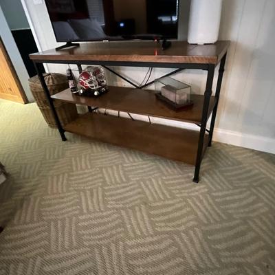 3 Piece Stanley Furniture Desk, Chair and Metal Wood Shelves