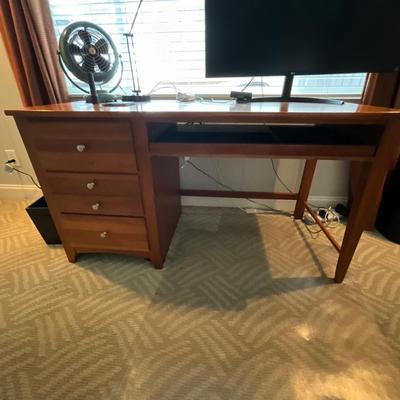 3 Piece Stanley Furniture Desk, Chair and Metal Wood Shelves
