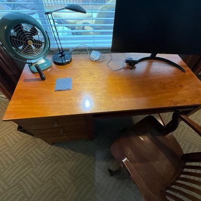 3 Piece Stanley Furniture Desk, Chair and Metal Wood Shelves