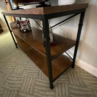 3 Piece Stanley Furniture Desk, Chair and Metal Wood Shelves