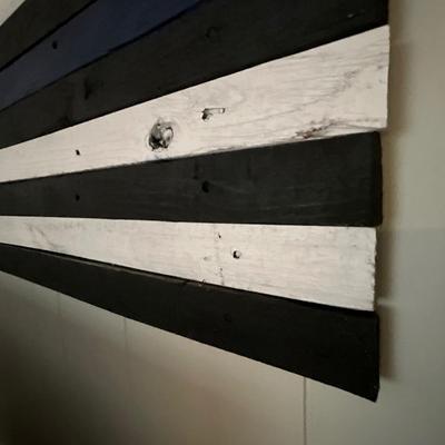 American and Thin Blue Line Painted Wood Wall Art