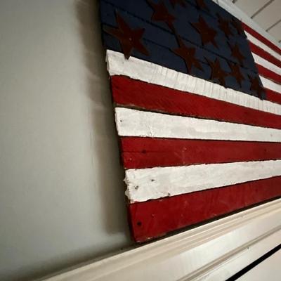American and Thin Blue Line Painted Wood Wall Art