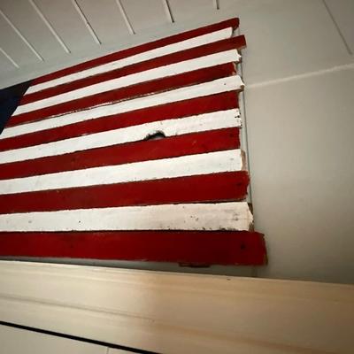 American and Thin Blue Line Painted Wood Wall Art