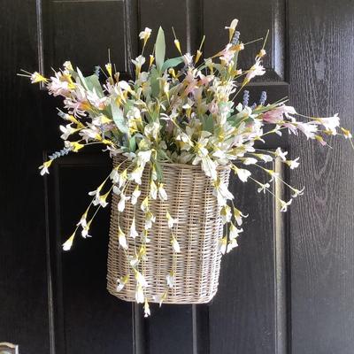 493 Fish Vase & Door Hanging Decor w/ Faux Flowers