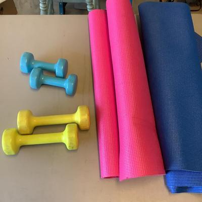 508 Yoga Mats and 2 Sets of Weights