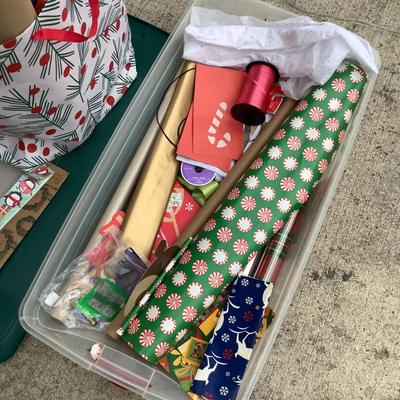 Sale Photo Thumbnail #1678: assortment of wine gift bags, wrapping paper, tissue paper and a few clothes gift boxes