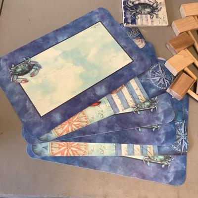 526 Crab Mallets, Crab Placemats & Coaster