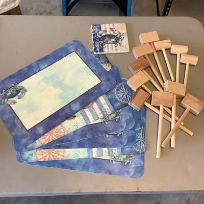 526 Crab Mallets, Crab Placemats & Coaster