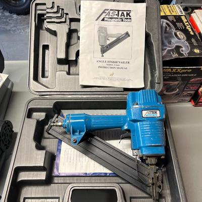FasTak Finish Nailer, Hydraulic Jack, Skill Router, Cordless Grinder, Compressor, Brand New Plate Joiner