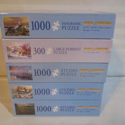 5 Sealed - White Mountain Puzzles & 5 Sealed Bits & Pieces Puzzles Choice 7/8 (See All Pictures)