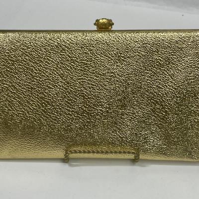 Vintage Evening Bag Gold Clutch Purse Wallet 2 pc lot