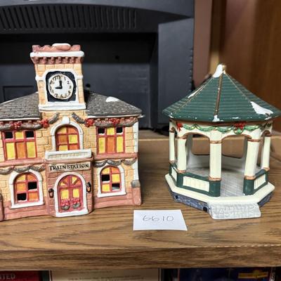 Christmas village train station & gazebo