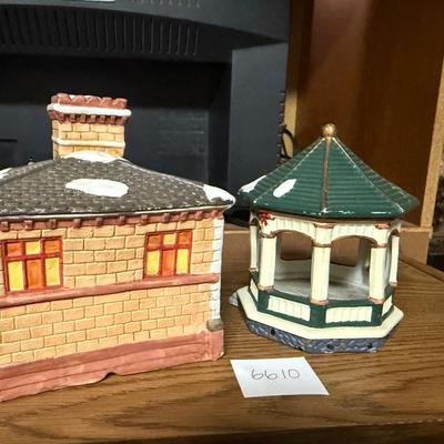 Christmas village train station & gazebo