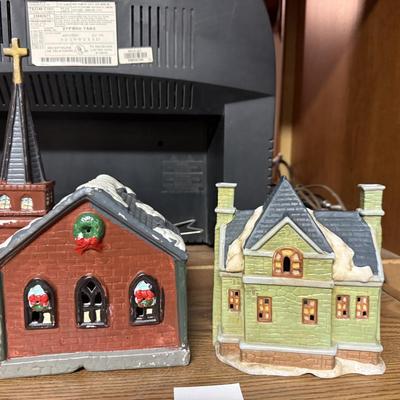 Christmas village church & library