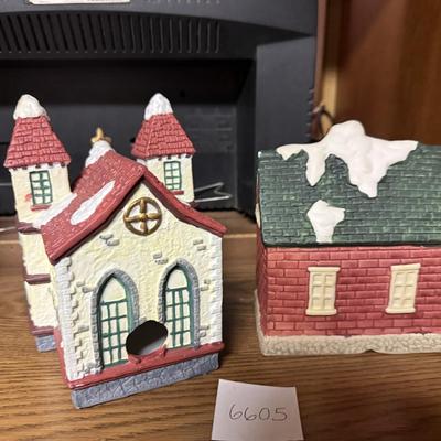 Christmas villagers church & fire station