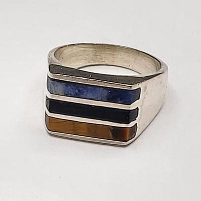 Men's Vintage Mexico Multi-Stone Inlay Ring 15.3gr