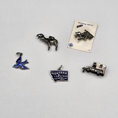 Five Vintage Souvenir Charms, Some Sterling