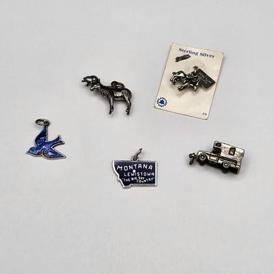 Five Vintage Souvenir Charms, Some Sterling