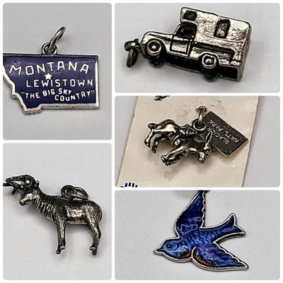 Five Vintage Souvenir Charms, Some Sterling