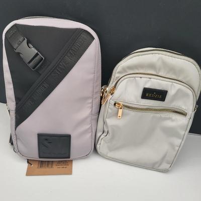 Two Small Grey Nylon Sling Backpacks Kedzie, Steve Madden $88