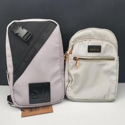 Two Small Grey Nylon Sling Backpacks Kedzie, Steve Madden $88