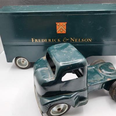 1950's Frederick & Nelson Green Metal Semi Truck (Tonka)