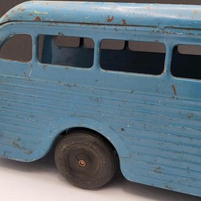 Vintage Keystone Toys Blue Metal Greyhound Bus 1940's