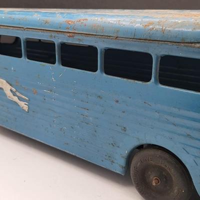 Vintage Keystone Toys Blue Metal Greyhound Bus 1940's