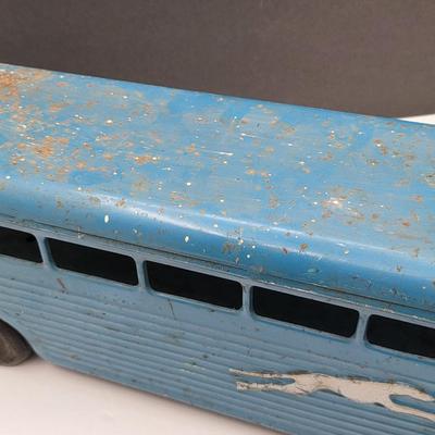 Vintage Keystone Toys Blue Metal Greyhound Bus 1940's