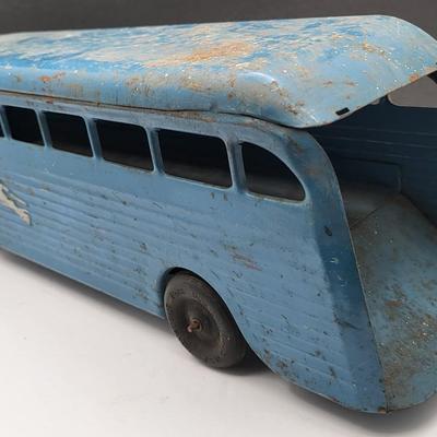 Vintage Keystone Toys Blue Metal Greyhound Bus 1940's