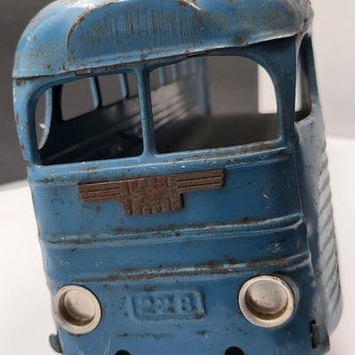Vintage Keystone Toys Blue Metal Greyhound Bus 1940's
