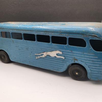 Vintage Keystone Toys Blue Metal Greyhound Bus 1940's