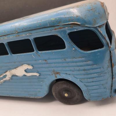Vintage Keystone Toys Blue Metal Greyhound Bus 1940's
