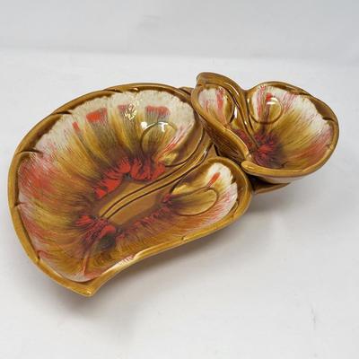 1960's Maurice of Calif USA IM-92 Leaf Shape Dip & Chip Bowl
