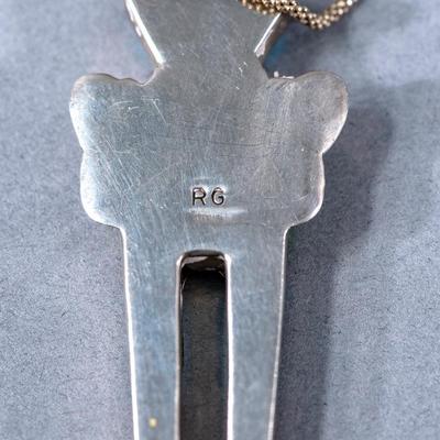 NATIVE AMERICAN "ZUNI" PENDANT WITH STERLING CHAIN BY "RAYMOND GASPER"