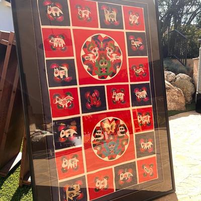 Vintage Chinese Handmade Xian China Quilt Depicting Various Animals