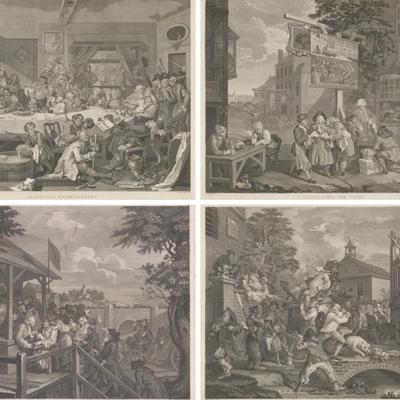 William Hogarth (British, 1697-1764) Complete Set of Four Prints of an Election: 1757 An Election Entertainment