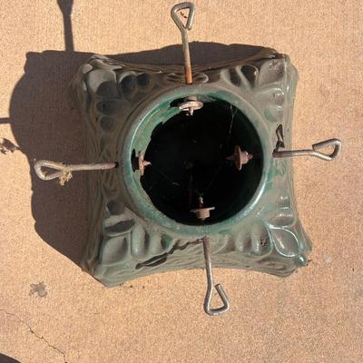 Vintage Christmas Tree Stand, Cast Iron Green Painted Christmas Tree Stand