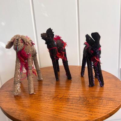 Set of 3, Handmade Embroidered Chiapas Donkies Mexico Folk Art Stuffed Animals