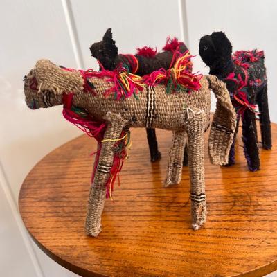 Set of 3, Handmade Embroidered Chiapas Donkies Mexico Folk Art Stuffed Animals