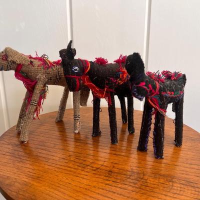 Set of 3, Handmade Embroidered Chiapas Donkies Mexico Folk Art Stuffed Animals