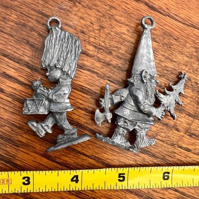 Pair of Pewter Christmas Ornaments
