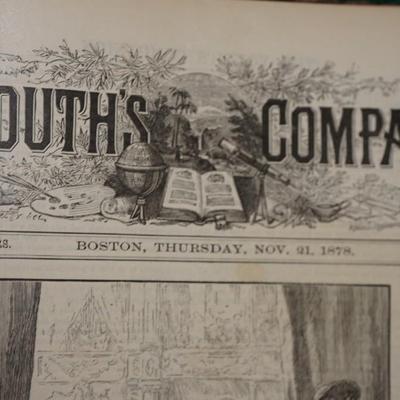 LEATHER BOUND ORIGINAL YOUTHS COMPANION MAGAZINES 1878 41 ISSUES /440 PAGES